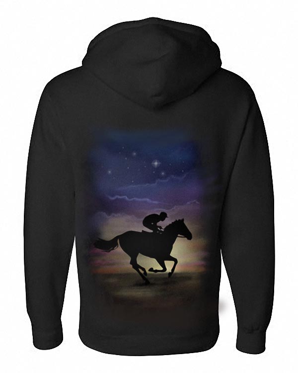 Airbrushed Horse Racing Hoody Horse Rider Racing Equestrian Kids to